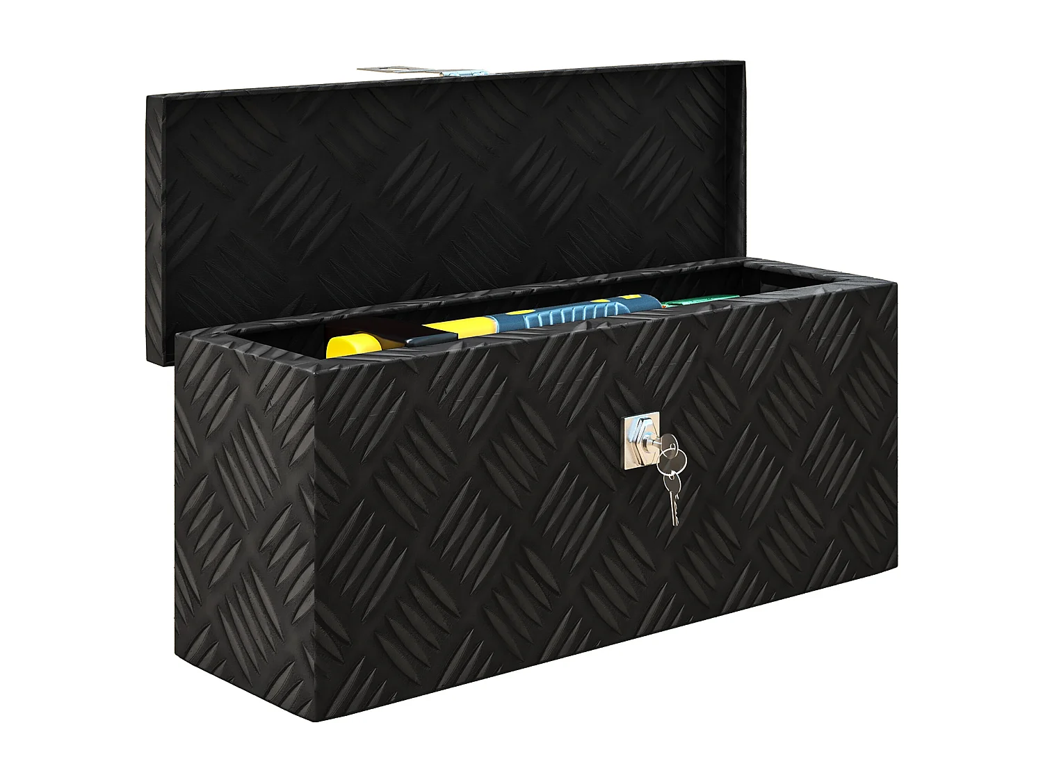 HOMCOM Boite de rangement - boîte à outils en aluminium - caisse à outil alu. verrouillage clé dim. 50L x 15,5l x 20,5H cm