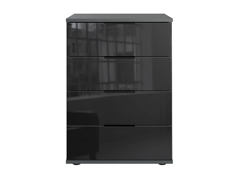 NACHTKONSOLE Saigon graphit / Schwarzglas 46 / 38 / 74cm