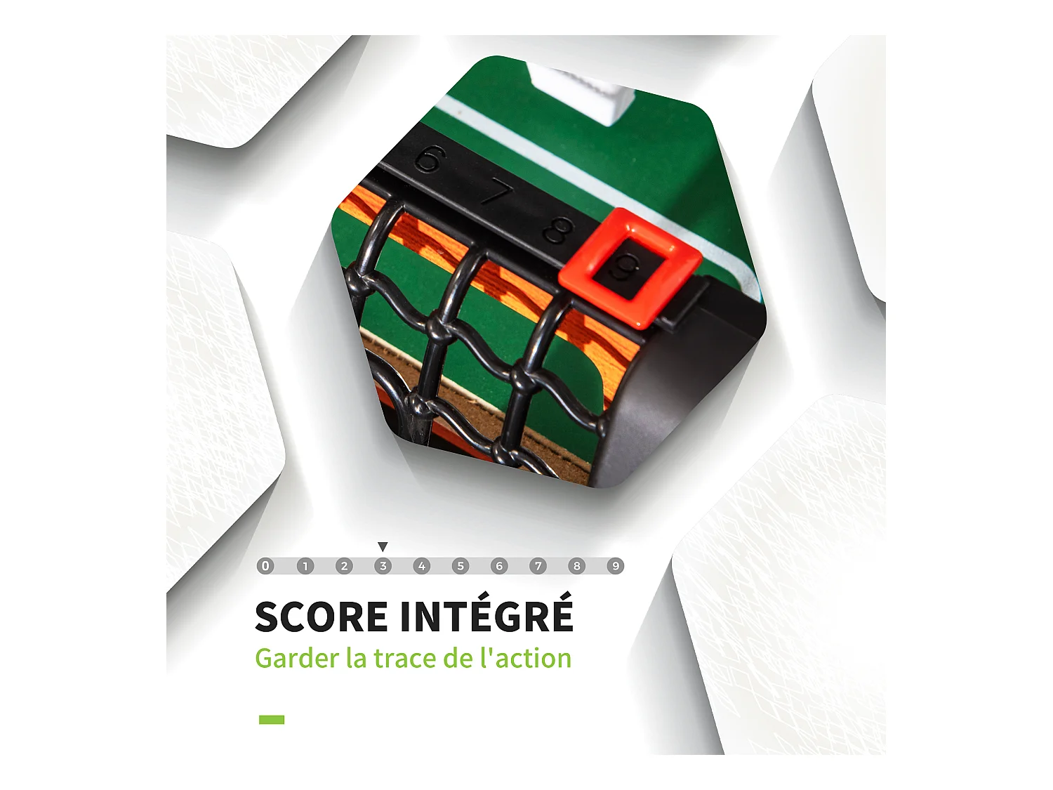 Mini babyfoot - table de baby-foot enfant - 2 balles, tableaux affichage - dim. 118L x 104l x 69H cm - noir aspect bois