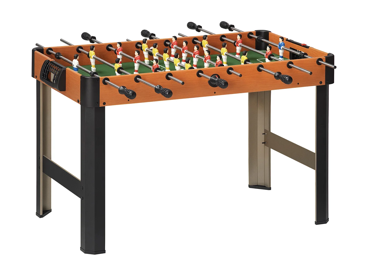 Mini babyfoot - table de baby-foot enfant - 2 balles, tableaux affichage - dim. 118L x 104l x 69H cm - noir aspect bois