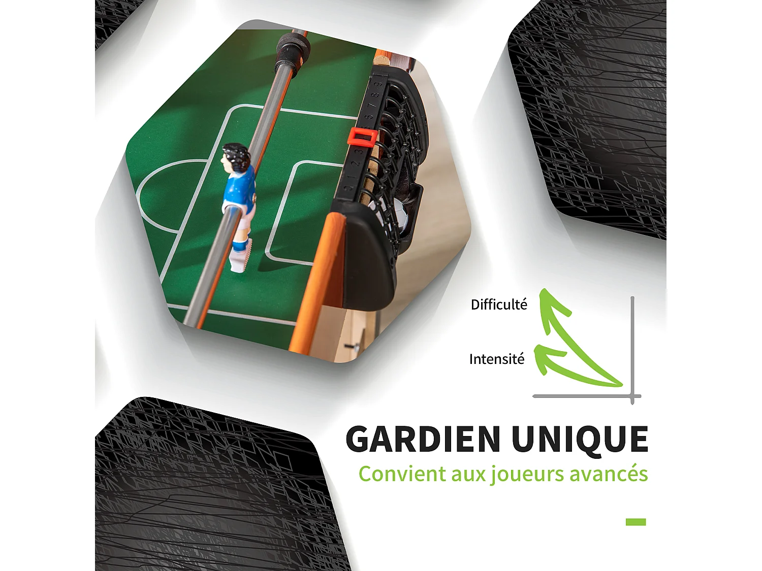 Mini babyfoot - table de baby-foot enfant - 2 balles, tableaux affichage - dim. 118L x 104l x 69H cm - noir aspect bois