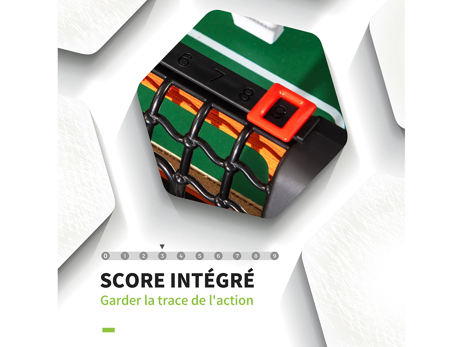 Mini babyfoot - table de baby-foot enfant - 2 balles, tableaux affichage - dim. 118L x 104l x 69H cm - noir aspect bois