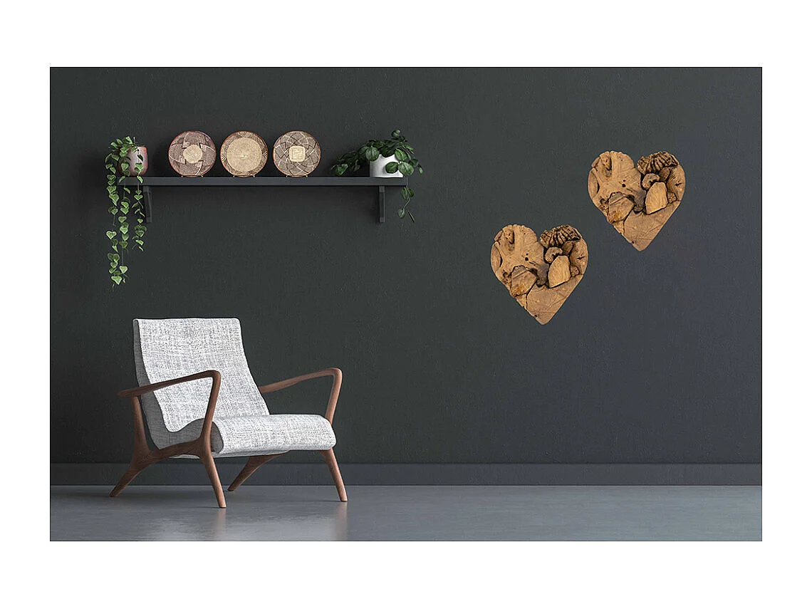 Décor mural Coeur en racine de teck