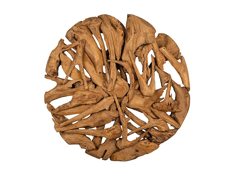 Décor mural rond en teck