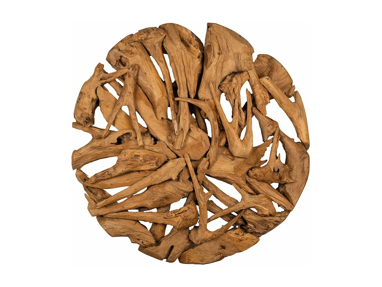 Décor mural rond en teck