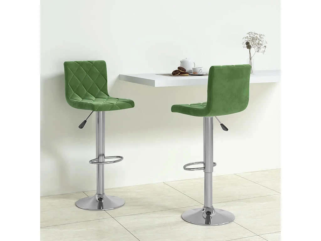 Tabourets de bar lot de 2 vert foncé velours