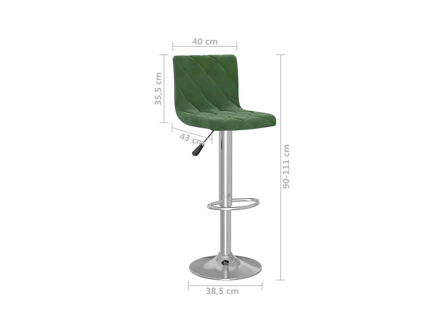 Tabourets de bar lot de 2 vert foncé velours