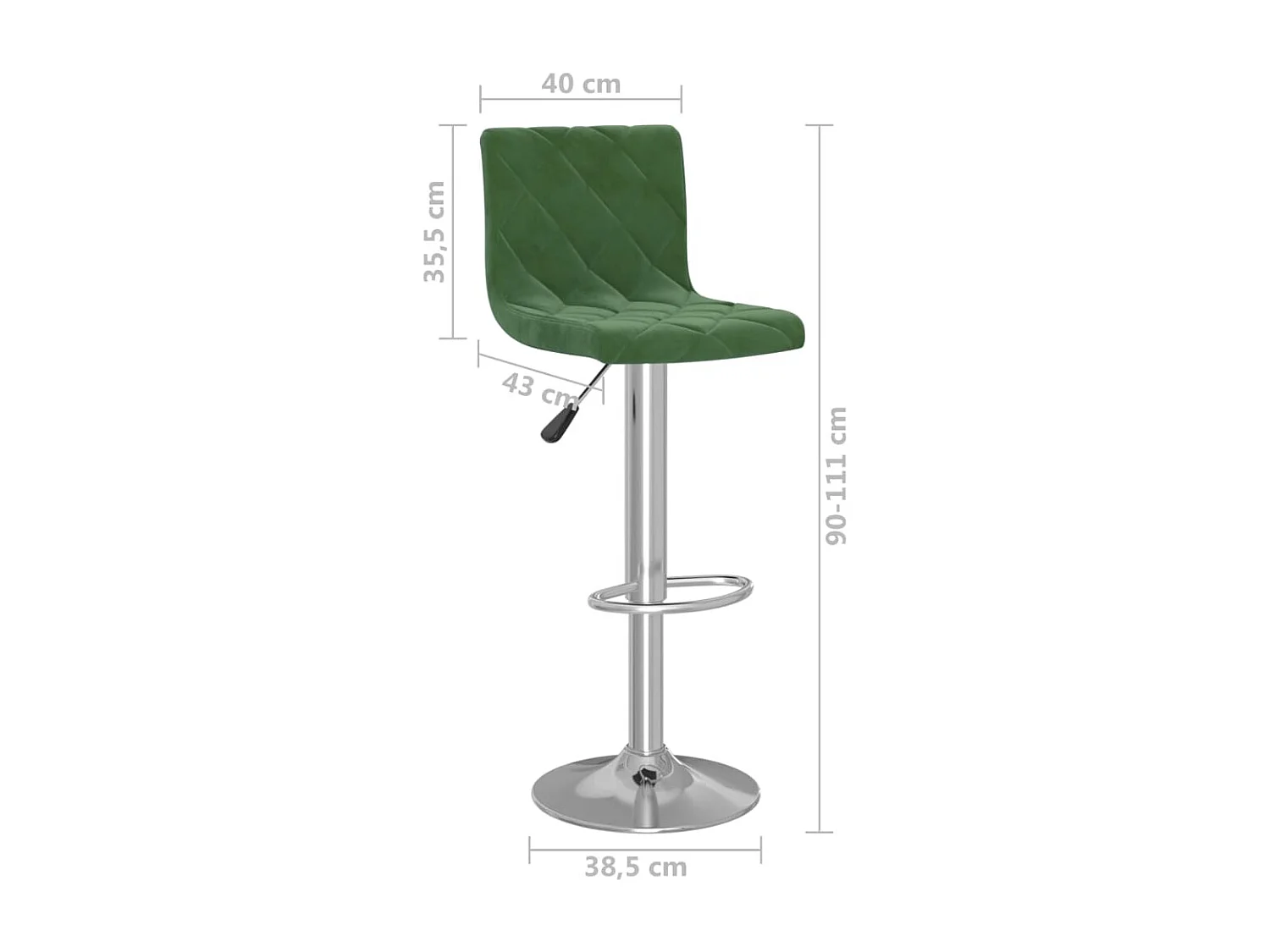 Tabourets de bar lot de 2 vert foncé velours