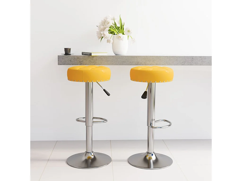 Bancos de bar 2 pcs tecido amarelo mostarda