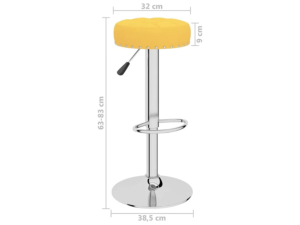 Tabourets de bar lot de 2 jaune moutarde tissu
