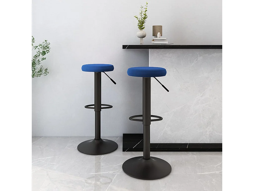 Tabourets de bar lot de 2 bleu velours