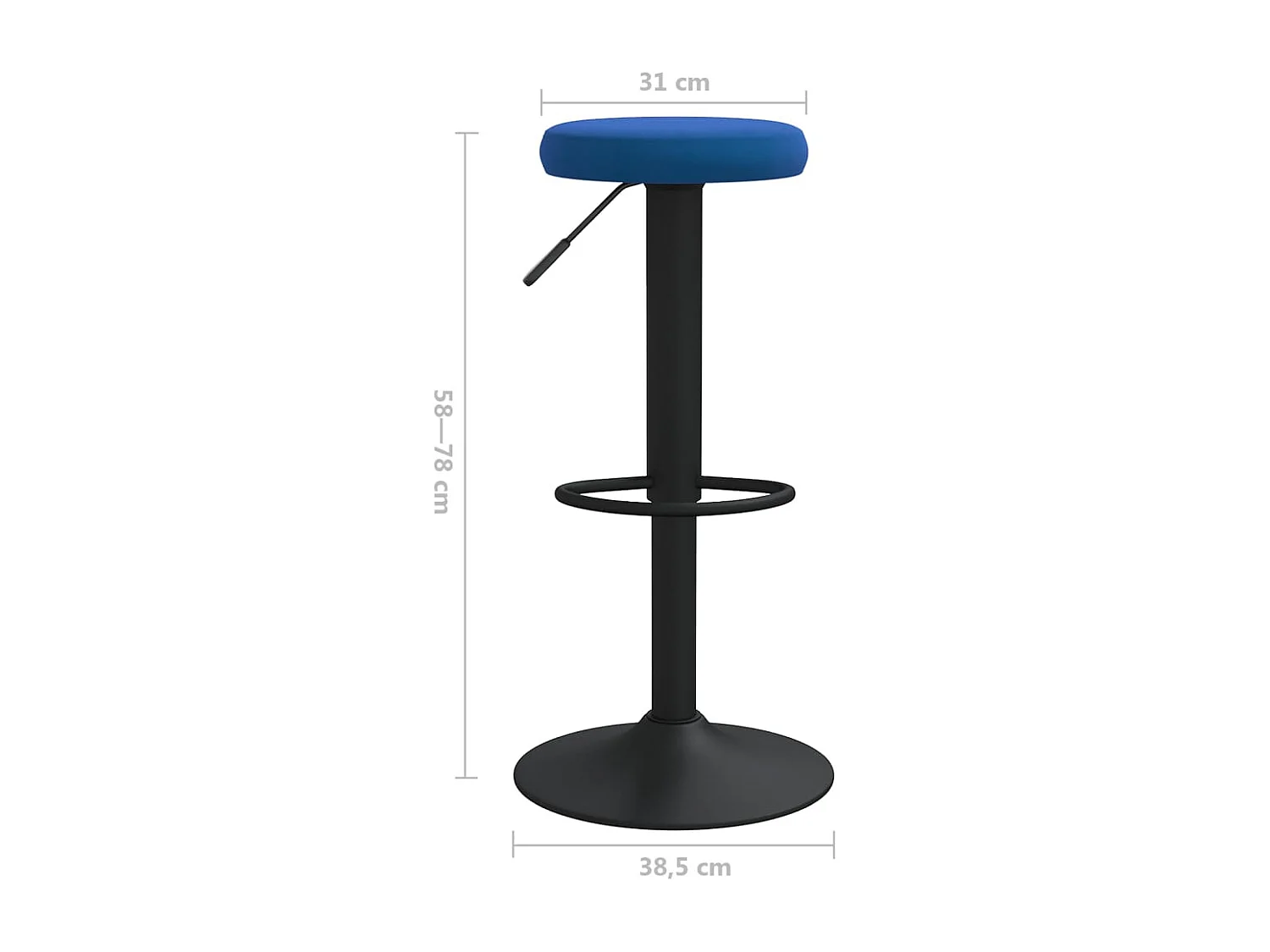 Tabourets de bar lot de 2 bleu velours