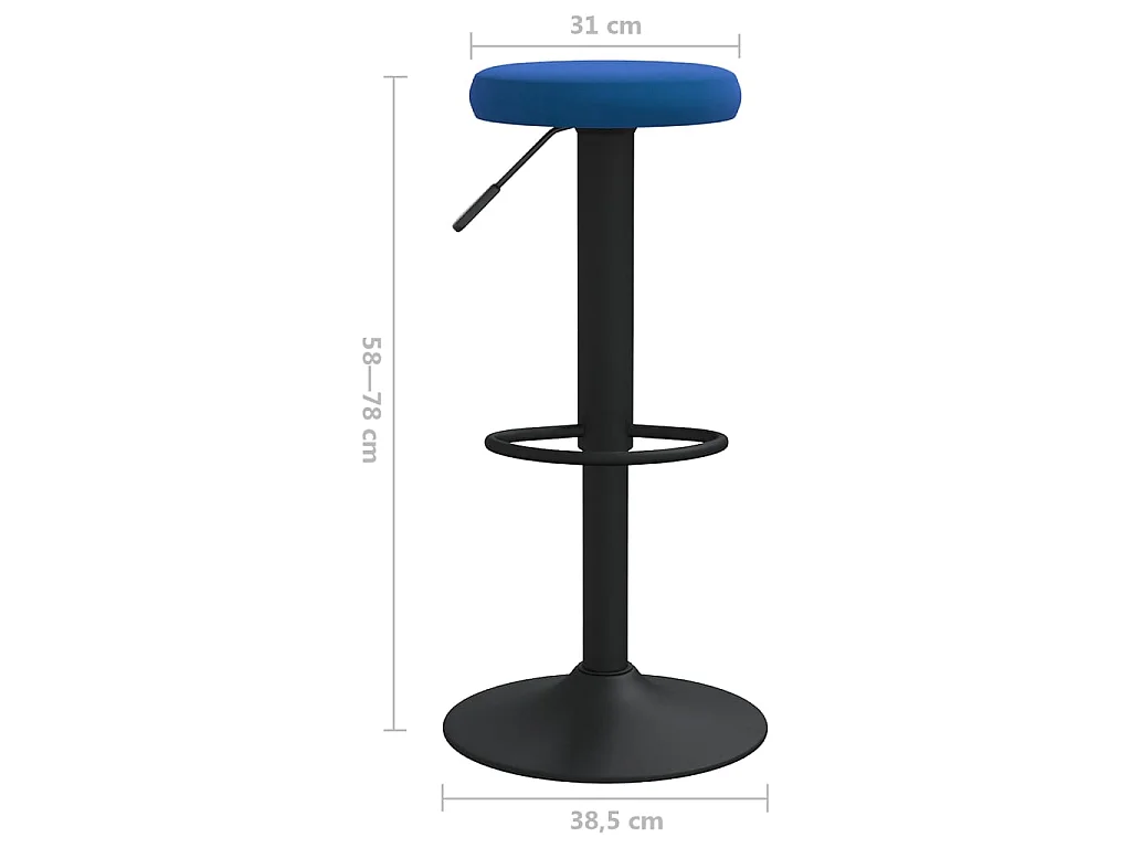 Tabourets de bar lot de 2 bleu velours