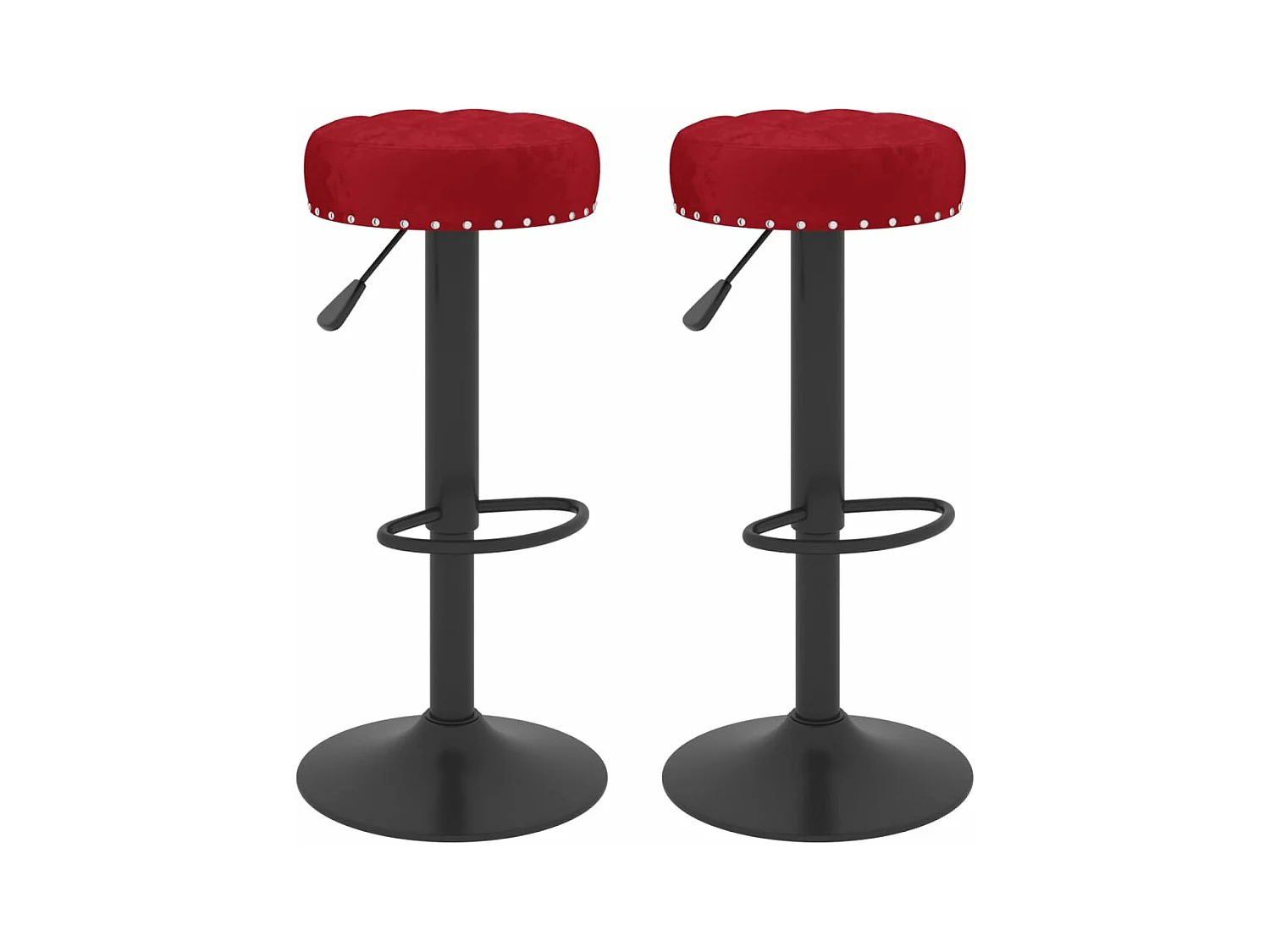 Tabourets de bar lot de 2 rouge bordeaux velours