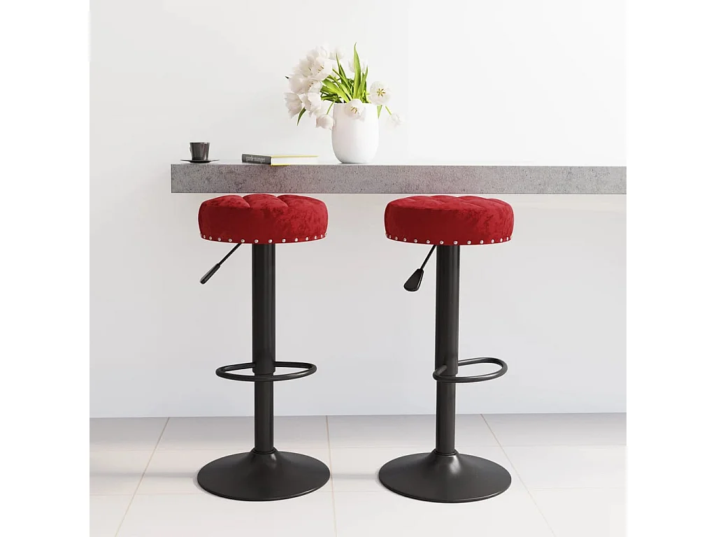 Barkrukken 2 st fluweel wijnrood