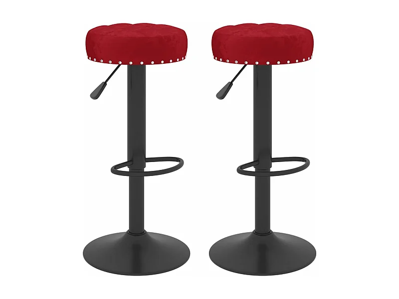 Tabourets de bar lot de 2 rouge bordeaux velours
