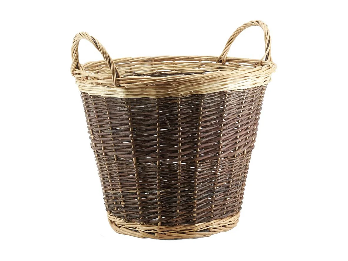 Corbeille en osier brut et buff