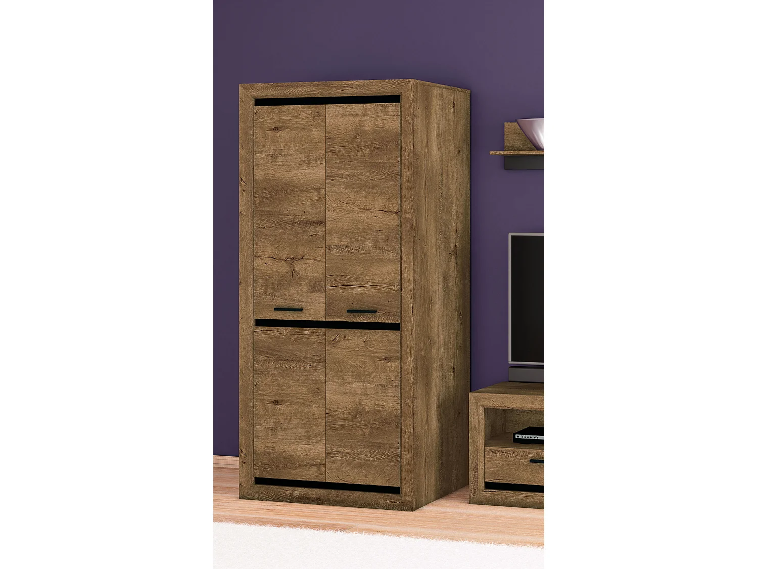 KLEIDERSCHRANK Baltica Lefkas Eiche / schwarz 90 / 54 / 200cm