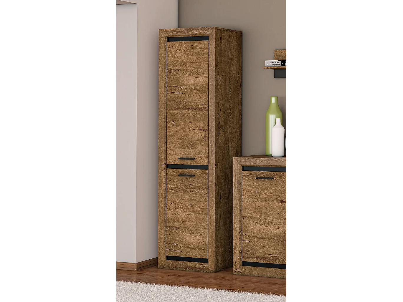 STAURAUMSCHRANK Baltica Lefkas Eiche / schwarz 55 / 43 / 200cm