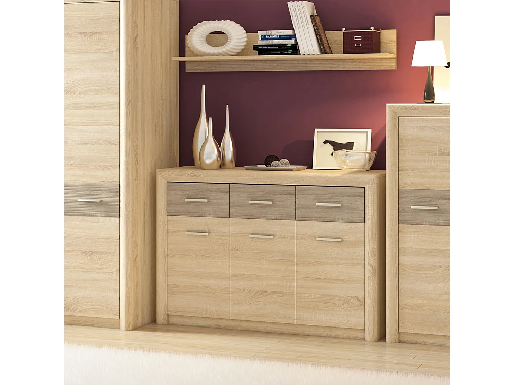 KOMMODE Castel Sonoma Eiche hell / Sonoma Eiche Trüffel 138 / 43 / 94cm