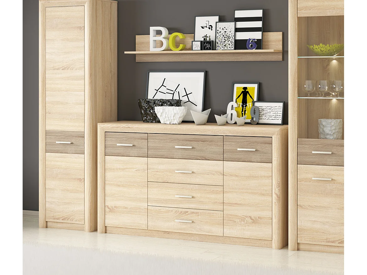 SIDEBOARD Castel Sonoma Eiche hell / Sonoma Eiche Trüffel 165 / 43 / 94cm