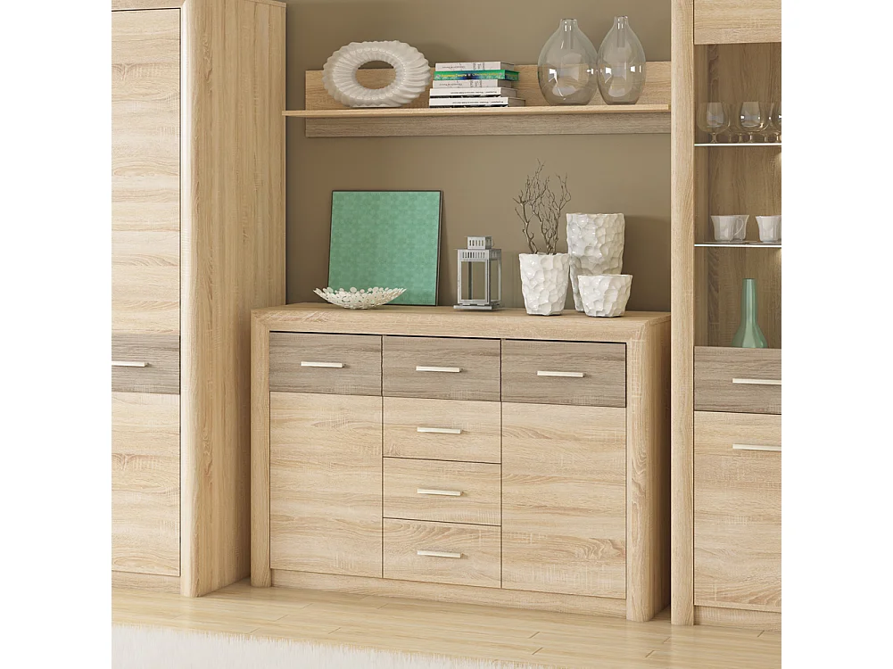 KOMMODE Castel Sonoma Eiche hell / Sonoma hell Trüffel 138 / 43 / 94cm