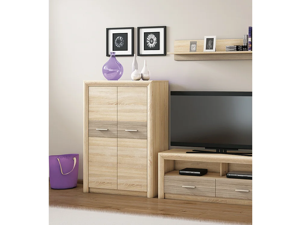 HIGHBOARD Castel Sonoma Eiche / Sonoma Trüffel 92 / 43 / 133cm
