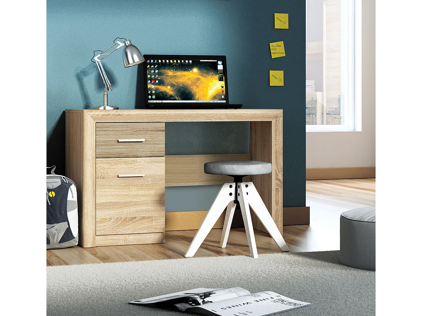 SCHREIBTISCH Castel Sonoma Eiche / Sonoma Eiche Trüffel 120 / 58 / 78cm