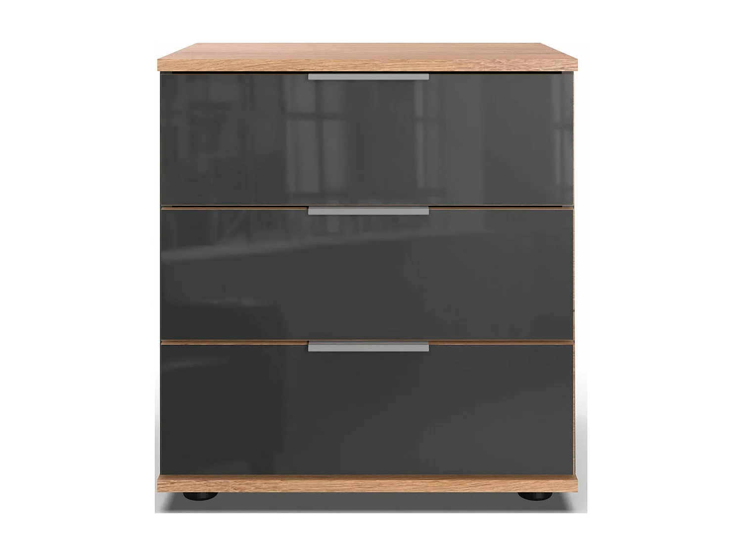 NACHTKONSOLE Saigon Plankeneiche / Glasgrau 46 / 38 / 58cm