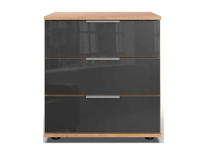 NACHTKONSOLE Saigon Plankeneiche / Glasgrau 46 / 38 / 58cm