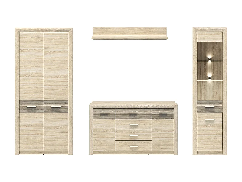 WOHNWAND Castel Sonoma Eiche / Sonoma Eiche Trüffel 4-teilig