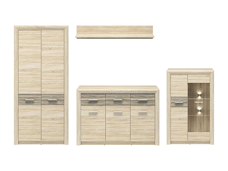 WOHNWAND Castel Sonoma Eiche hell / Sonoma Eiche Trüffel 4-teilig