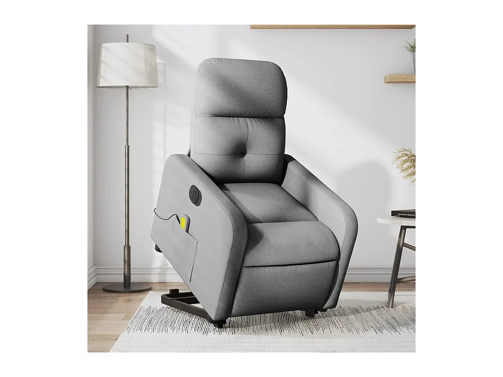 Fauteuil inclinable de massage électrique Gris clair Tissu