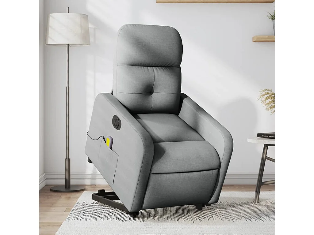 Fauteuil inclinable de massage électrique Gris clair Tissu