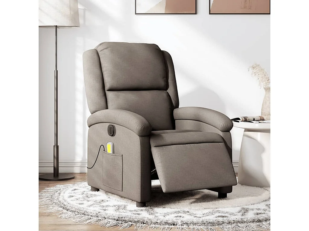 Fauteuil de massage inclinable électrique Taupe Tissu