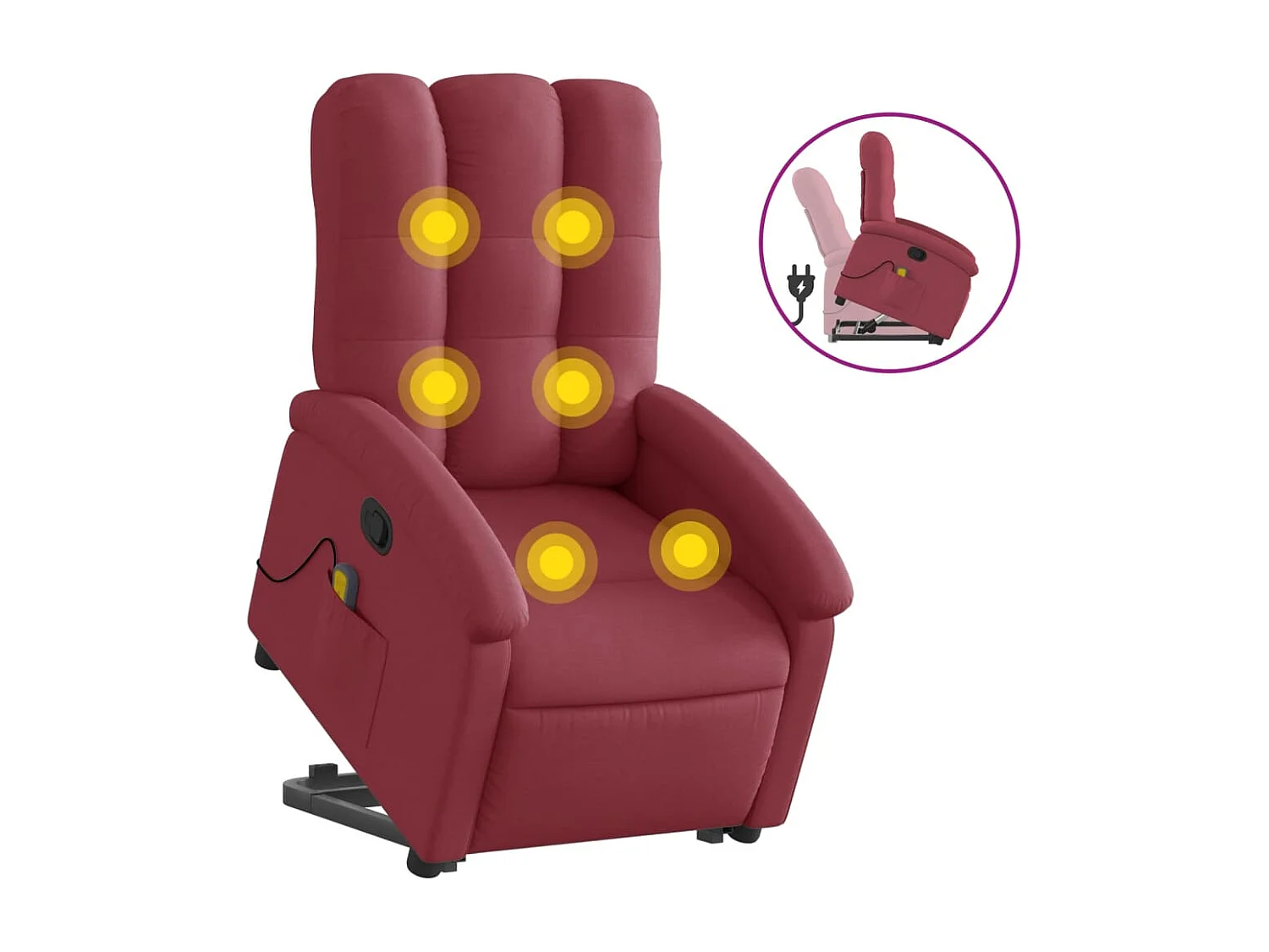 Fauteuil inclinable de massage Rouge bordeaux Tissu