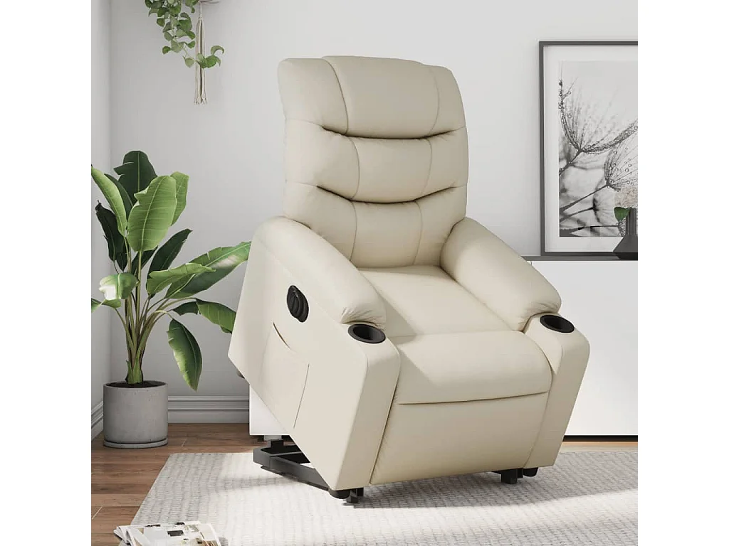Fauteuil inclinable électrique crème similicuir