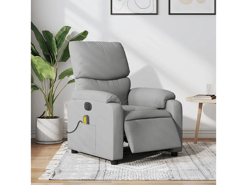 Fauteuil de massage inclinable électrique gris clair tissu
