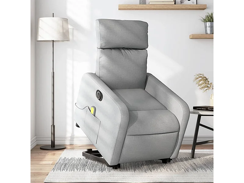 Fauteuil inclinable de massage électrique Gris clair Tissu