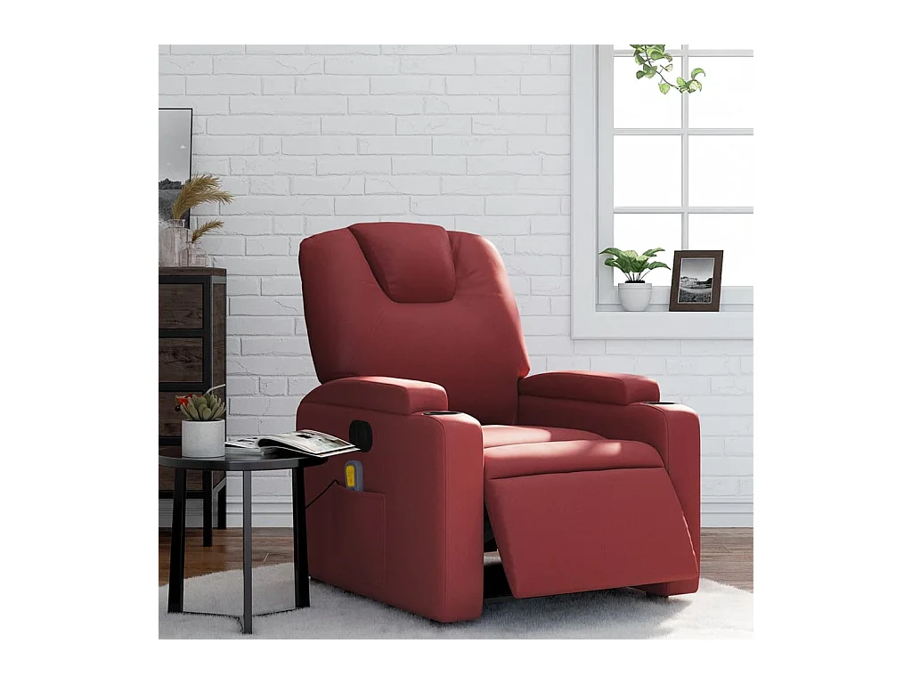 Fauteuil de massage inclinable électrique rouge bordeaux