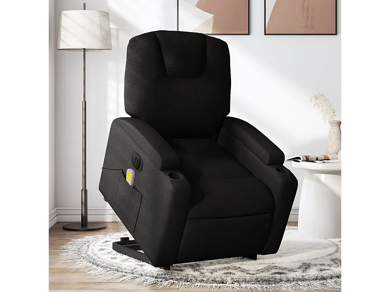 Fauteuil inclinable de massage électrique Noir Tissu