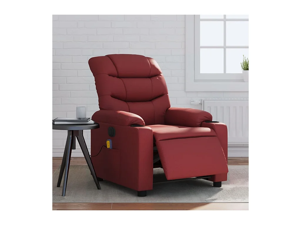 Fauteuil de massage inclinable électrique rouge bordeaux