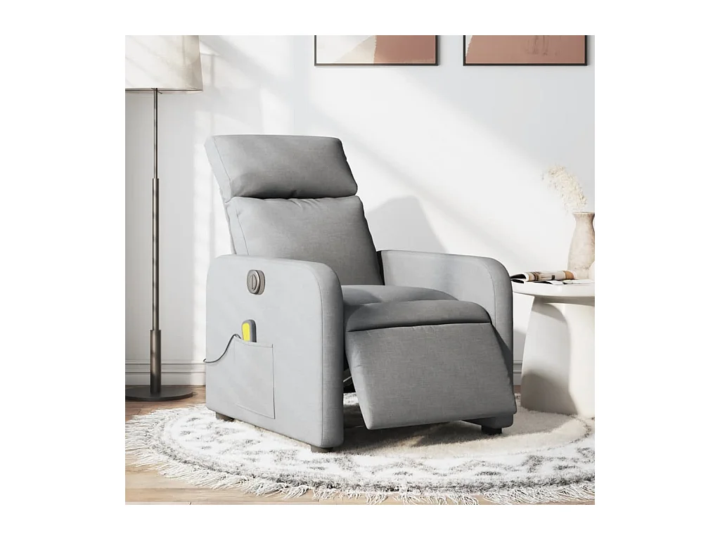 Fauteuil de massage inclinable électrique gris clair tissu
