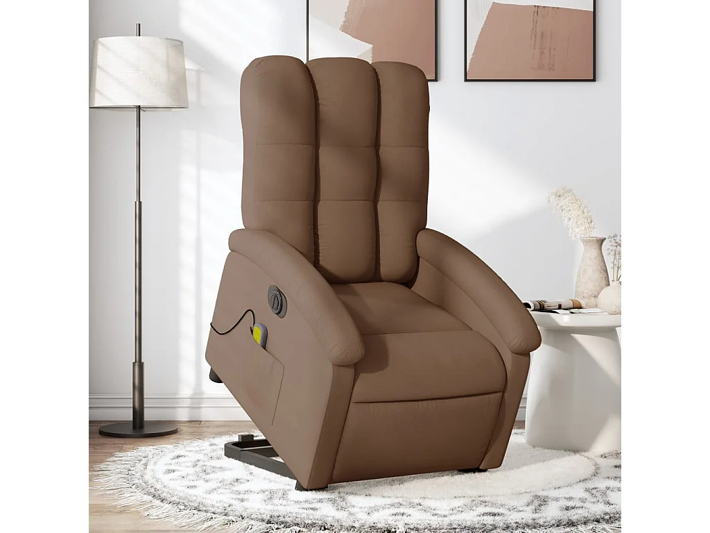Fauteuil inclinable de massage électrique Marron Tissu