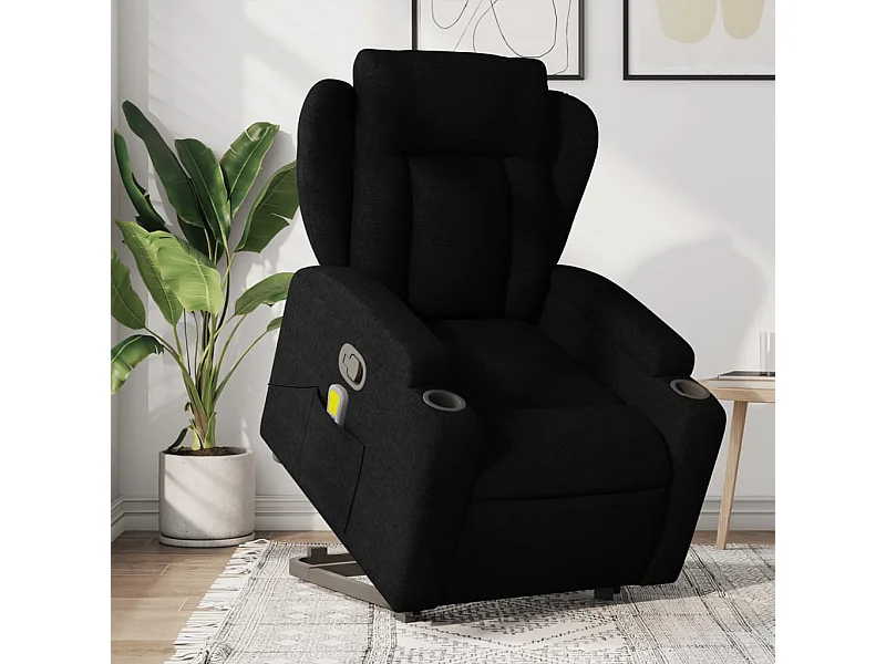 Fauteuil de massage inclinable Noir Tissu