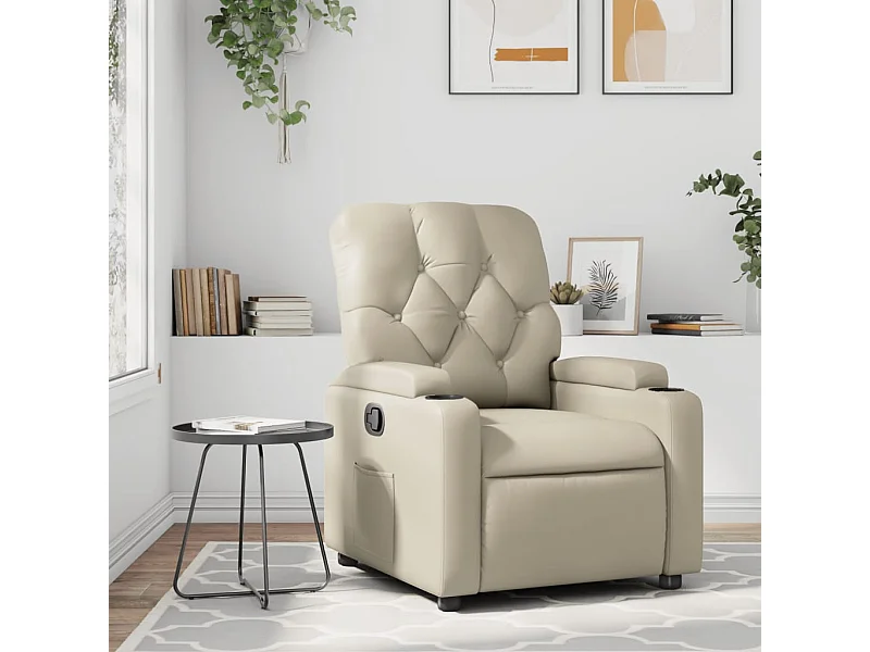 Sillón reclinable de cuero sintético crema