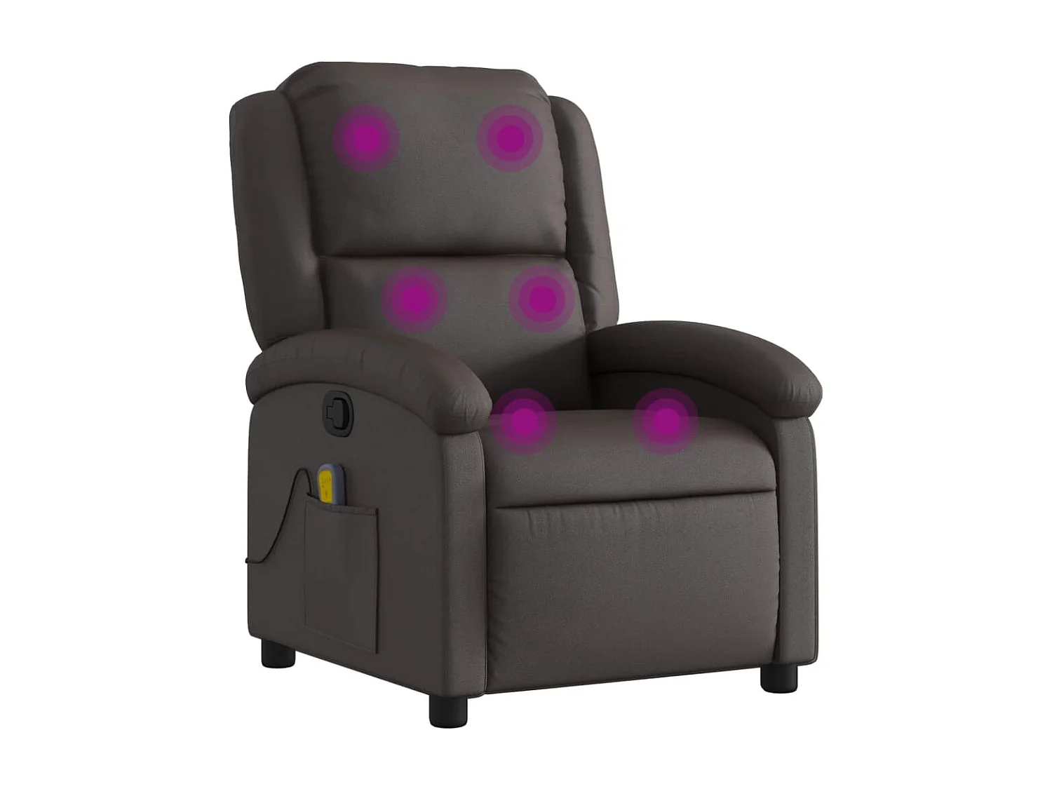 Fauteuil inclinable de massage marron foncé cuir véritable
