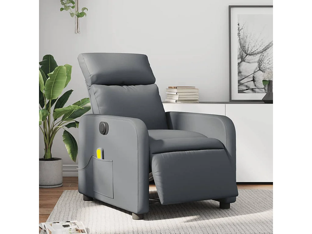 Fauteuil de massage inclinable électrique gris similicuir
