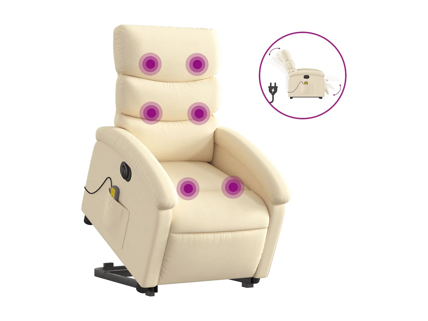 Fauteuil inclinable de massage électrique Crème Tissu