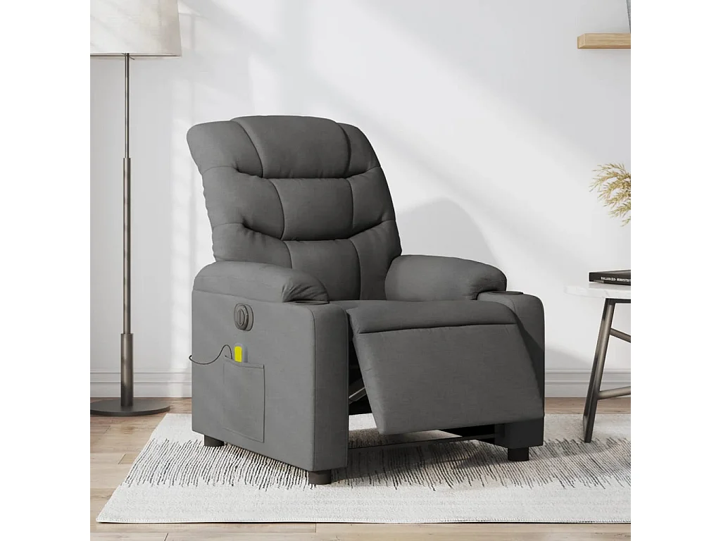 Fauteuil inclinable de massage électrique gris foncé tissu